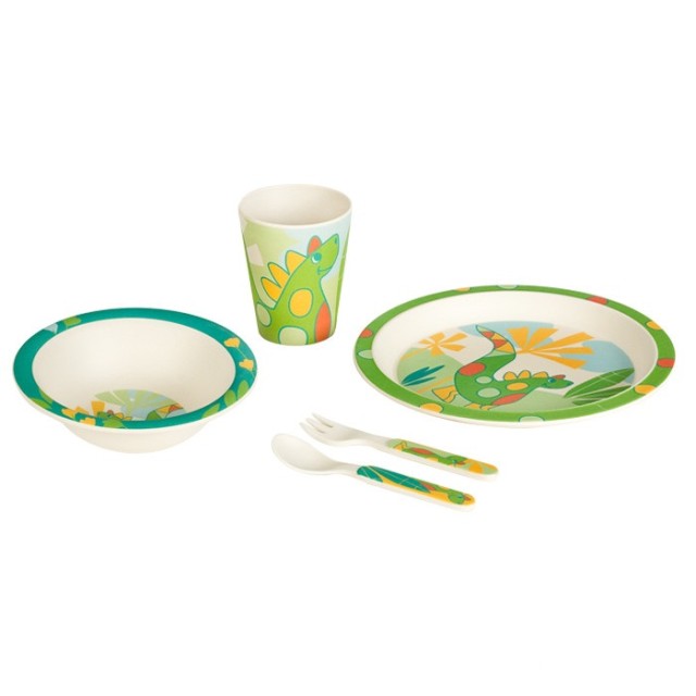 BIGBAMBOO SET ZA HRANJENJE OD BAMBUSA - DINO (5 DELOVA)
